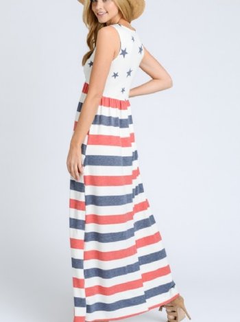 Women's Stars and Stripes Maxi Dress<BR>Now in Stock