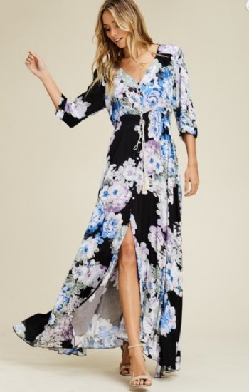 Women's Button Down Floral Maxi Dress<BR>Now in Stock