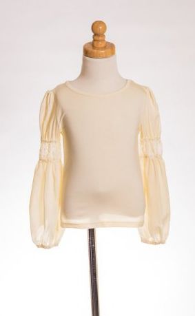 MLK Bubble Sleeve Basic Top in Ivory<BR>5 to 10 Years<BR>Now in Stock