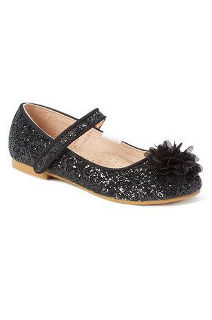 Black Glitter Mary Jane Shoes<BR>Size 5 to Youth 4<BR>Now in Stock