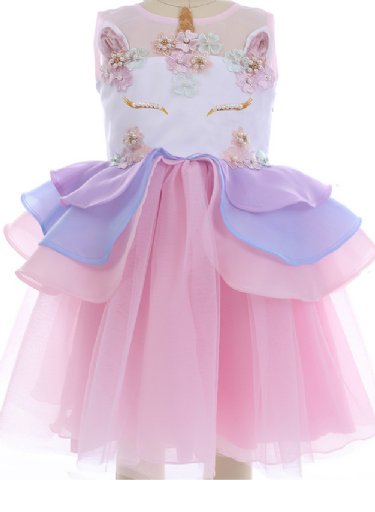 Girls Fancy Unicorn Party Dress in Pink<br>2 to 7 Years<BR>Now in Stock