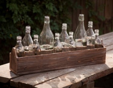 Vintage Boxed Bottles Centerpiece